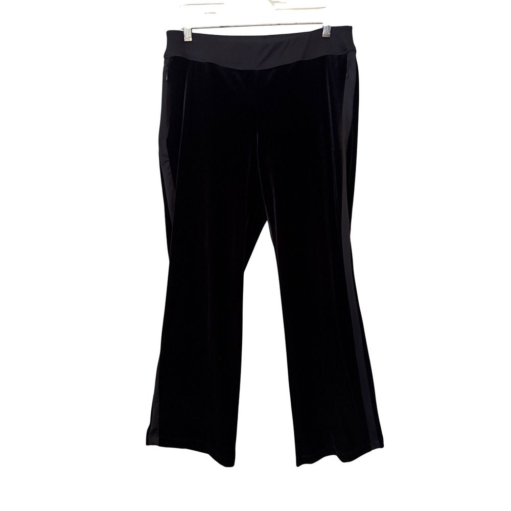 Lucky in Love Track Pants Black Velour Tuxedo Stripe Size M Lounge Cozy Chic
